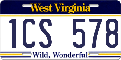 WV license plate 1CS578