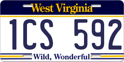 WV license plate 1CS592