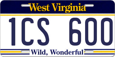 WV license plate 1CS600