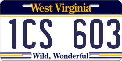 WV license plate 1CS603
