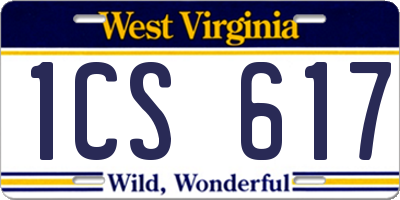 WV license plate 1CS617