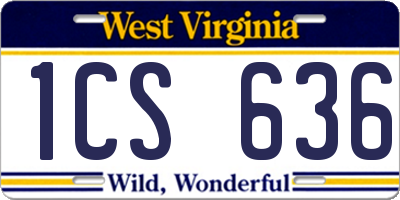 WV license plate 1CS636