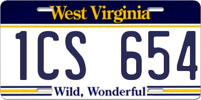 WV license plate 1CS654