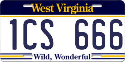 WV license plate 1CS666