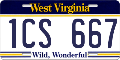 WV license plate 1CS667