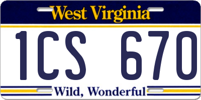 WV license plate 1CS670