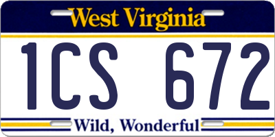 WV license plate 1CS672