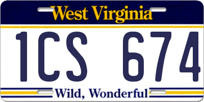 WV license plate 1CS674