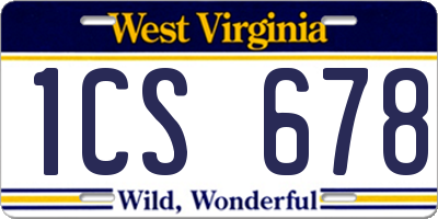 WV license plate 1CS678