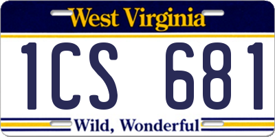 WV license plate 1CS681