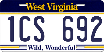WV license plate 1CS692