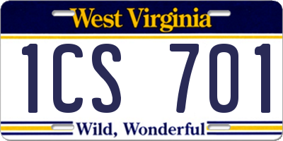 WV license plate 1CS701