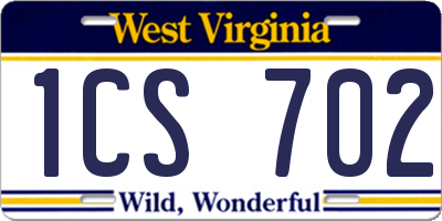 WV license plate 1CS702