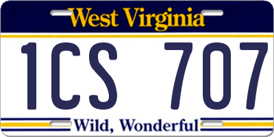 WV license plate 1CS707