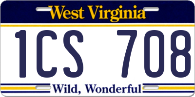 WV license plate 1CS708