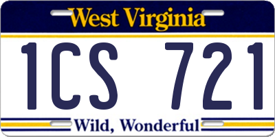 WV license plate 1CS721