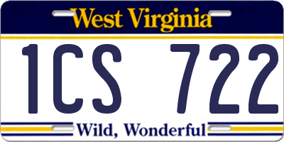 WV license plate 1CS722