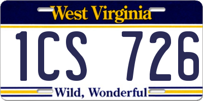 WV license plate 1CS726