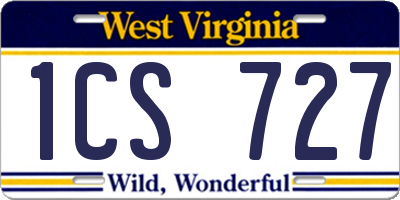 WV license plate 1CS727