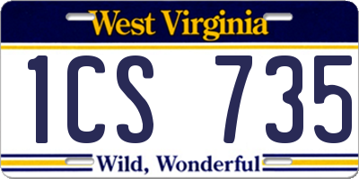 WV license plate 1CS735