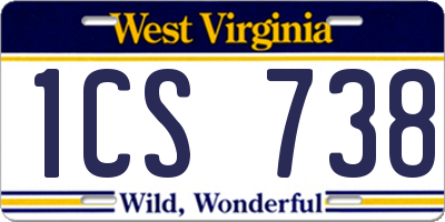 WV license plate 1CS738