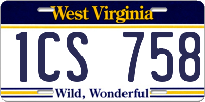 WV license plate 1CS758