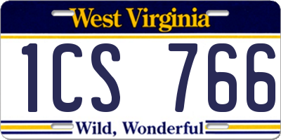 WV license plate 1CS766