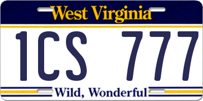 WV license plate 1CS777