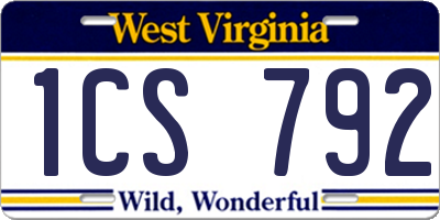 WV license plate 1CS792
