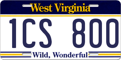 WV license plate 1CS800