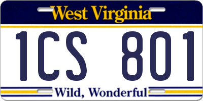 WV license plate 1CS801