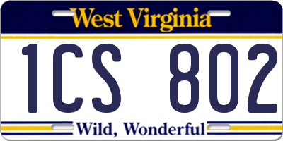 WV license plate 1CS802