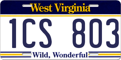 WV license plate 1CS803