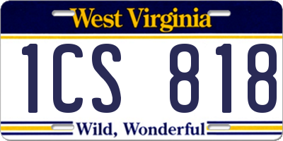 WV license plate 1CS818