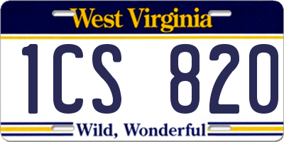 WV license plate 1CS820