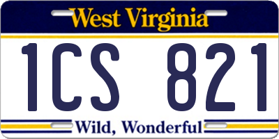WV license plate 1CS821