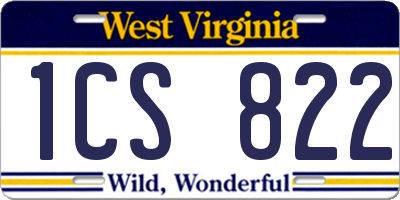 WV license plate 1CS822