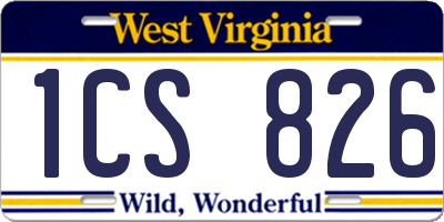 WV license plate 1CS826