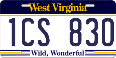 WV license plate 1CS830