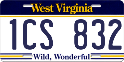 WV license plate 1CS832