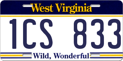 WV license plate 1CS833