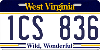 WV license plate 1CS836