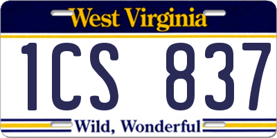 WV license plate 1CS837