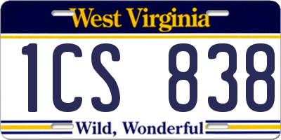 WV license plate 1CS838