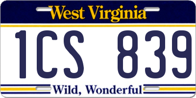 WV license plate 1CS839
