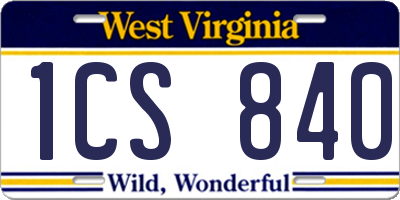 WV license plate 1CS840