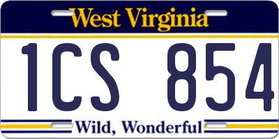 WV license plate 1CS854