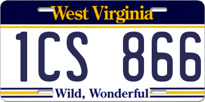 WV license plate 1CS866