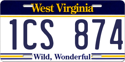 WV license plate 1CS874