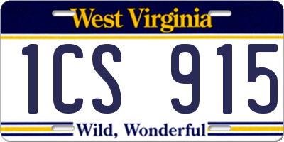 WV license plate 1CS915